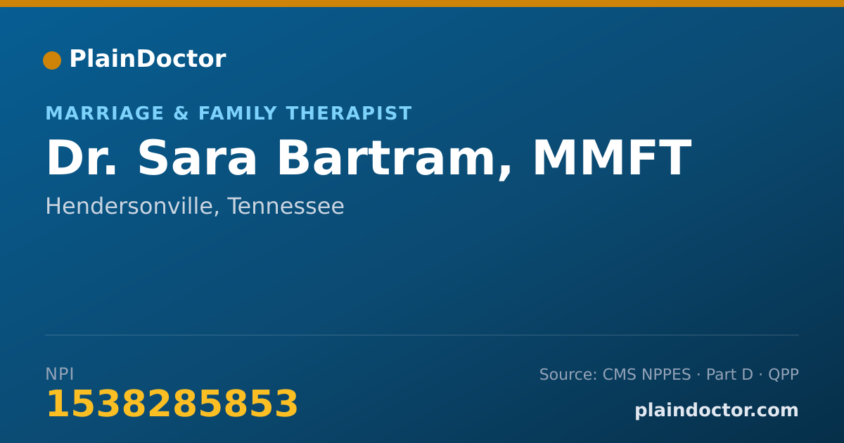 Shareable card for Sara Bartram, MMFT - Marriage & Family Therapist, Hendersonville, TN