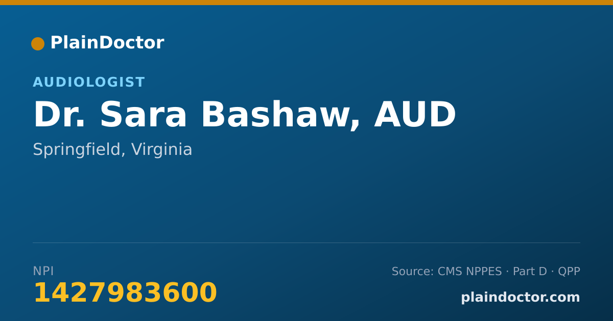Shareable card for Sara Bashaw, AUD - Audiologist, Springfield, VA