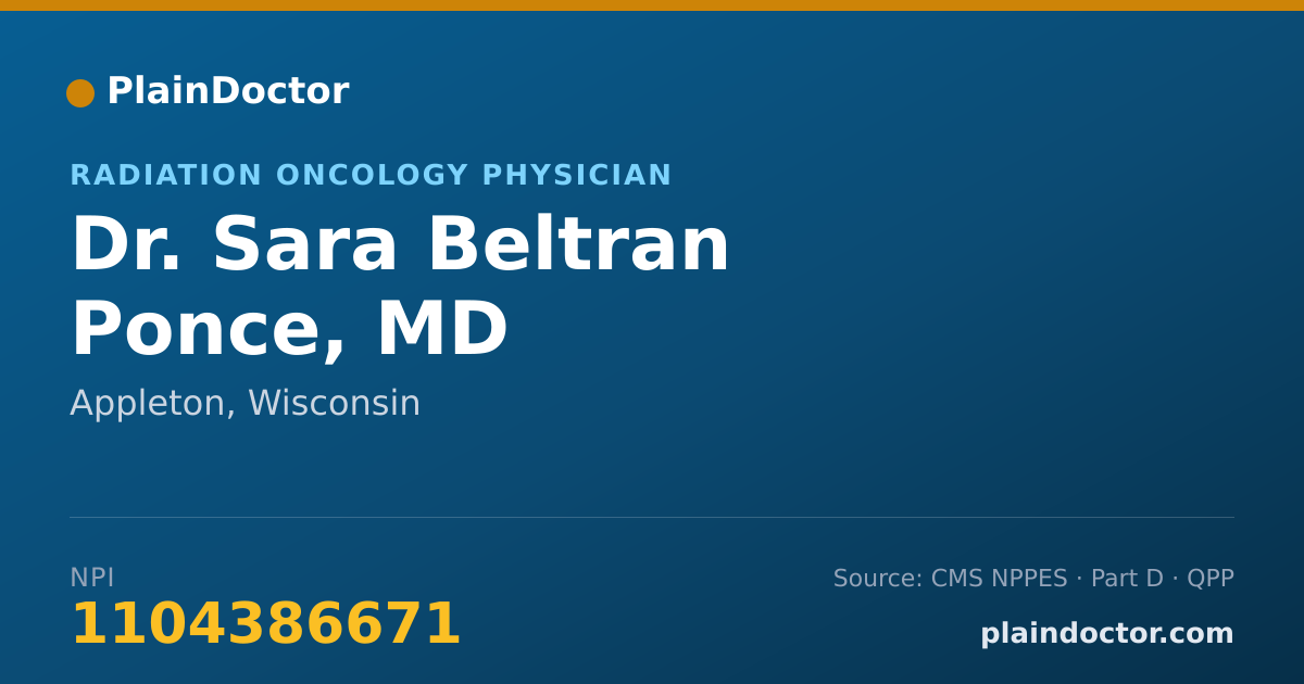 Shareable card for Sara Beltran Ponce, MD - Radiation Oncology Physician, Appleton, WI