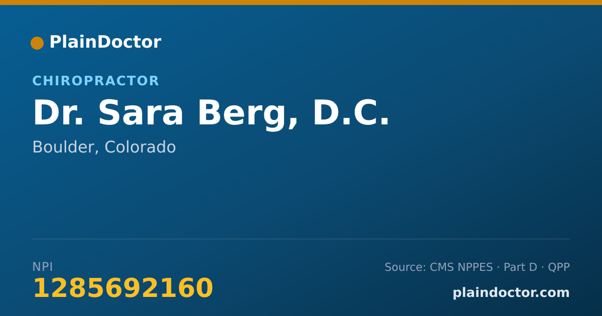 Shareable card for Sara Berg, D.C. - Chiropractor, Boulder, CO