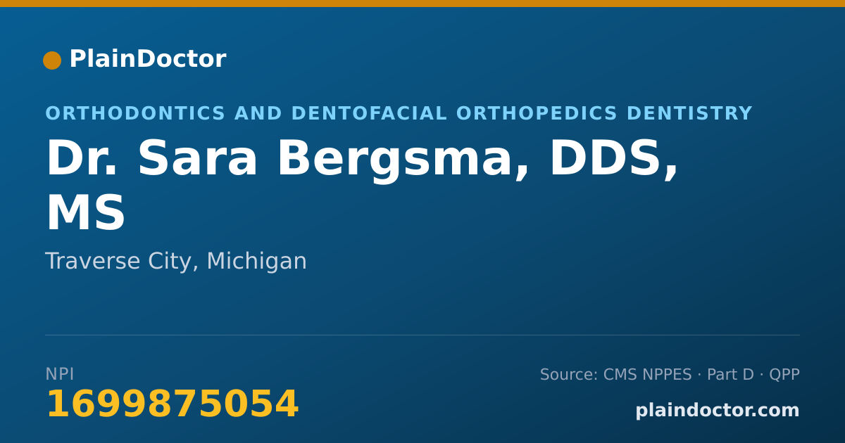 Shareable card for Sara Bergsma, DDS, MS - Orthodontics and Dentofacial Orthopedics Dentistry, Traverse City, MI
