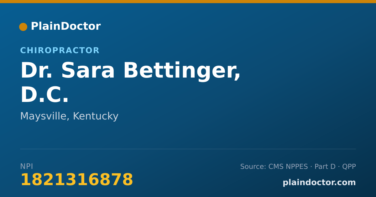 Shareable card for Sara Bettinger, D.C. - Chiropractor, Maysville, KY