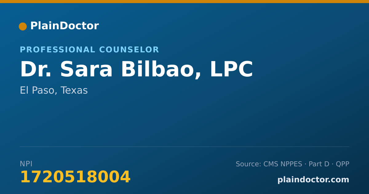 Shareable card for Sara Bilbao, LPC - Professional Counselor, El Paso, TX