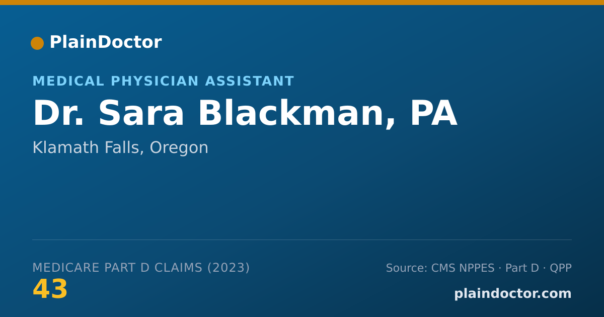 Shareable card for Sara Blackman, PA - Medical Physician Assistant, Klamath Falls, OR