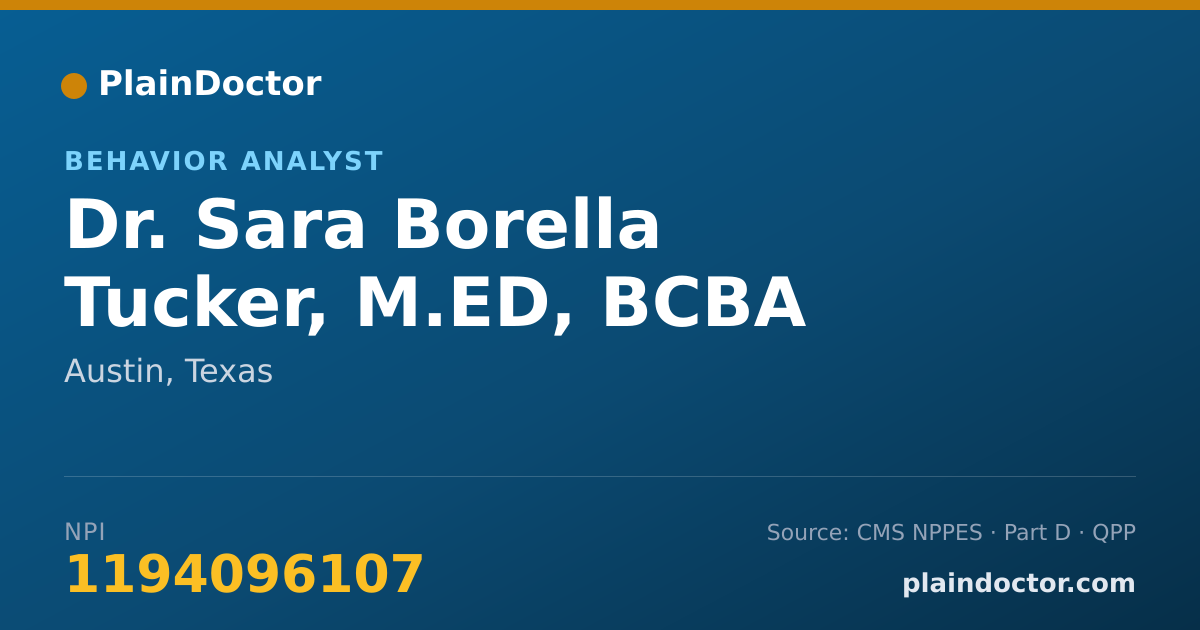 Shareable card for Sara Borella Tucker, M.ED, BCBA - Behavior Analyst, Austin, TX