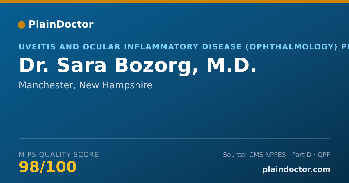 Shareable card for Sara Bozorg, M.D. - Uveitis and Ocular Inflammatory Disease (Ophthalmology) Physician, Manchester, NH