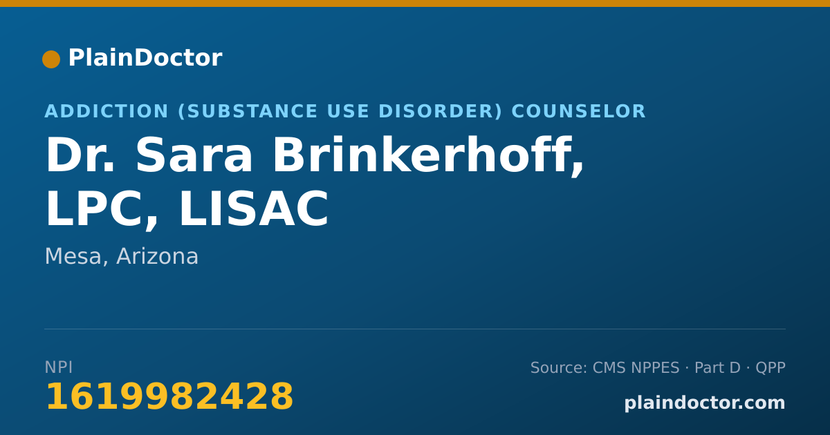 Shareable card for Sara Brinkerhoff, LPC, LISAC - Addiction (Substance Use Disorder) Counselor, Mesa, AZ
