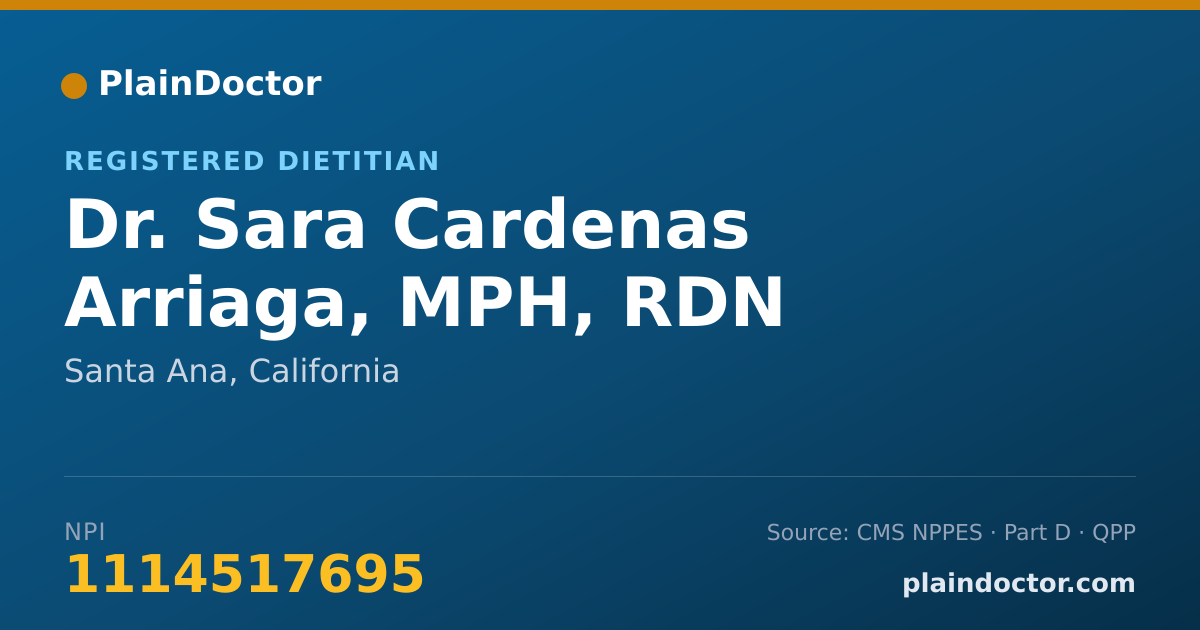 Shareable card for Sara Cardenas Arriaga, MPH, RDN - Registered Dietitian, Santa Ana, CA
