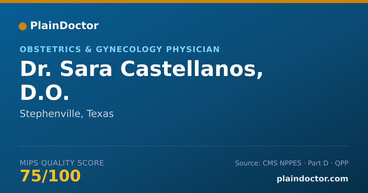 Shareable card for Sara Castellanos, D.O. - Obstetrics & Gynecology Physician, Stephenville, TX