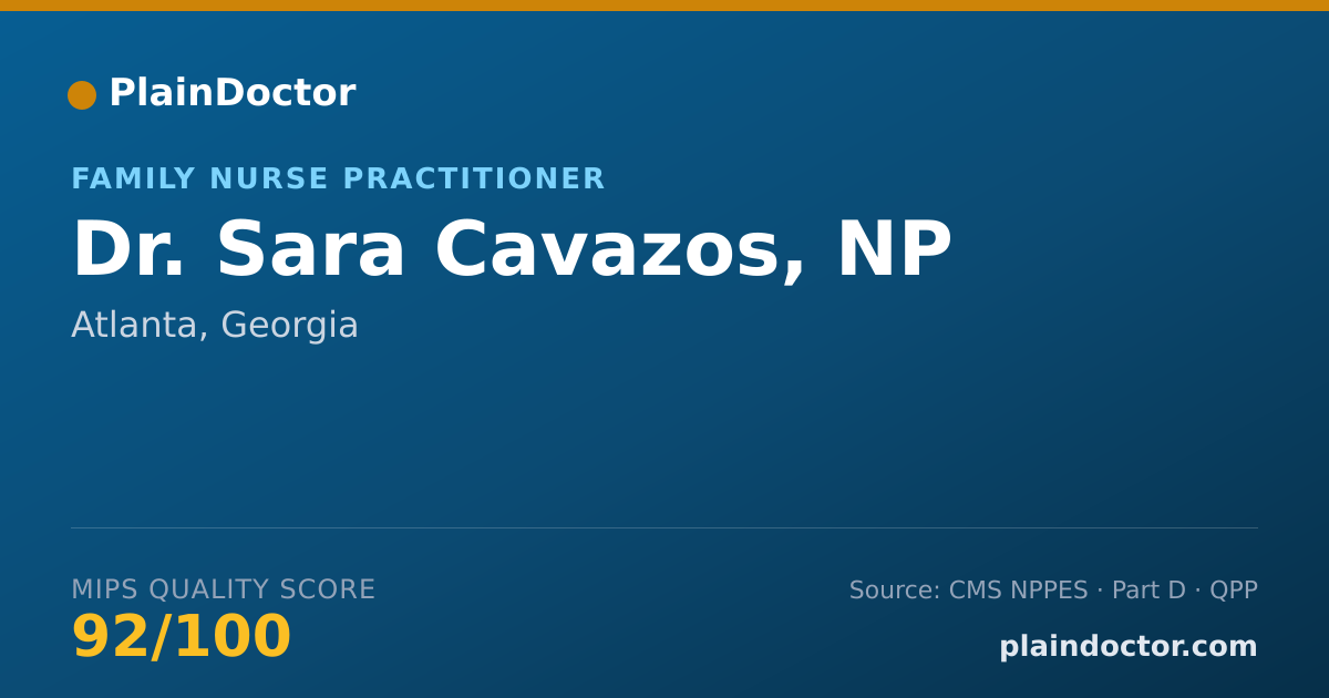 Shareable card for Sara Cavazos, NP - Family Nurse Practitioner, Atlanta, GA