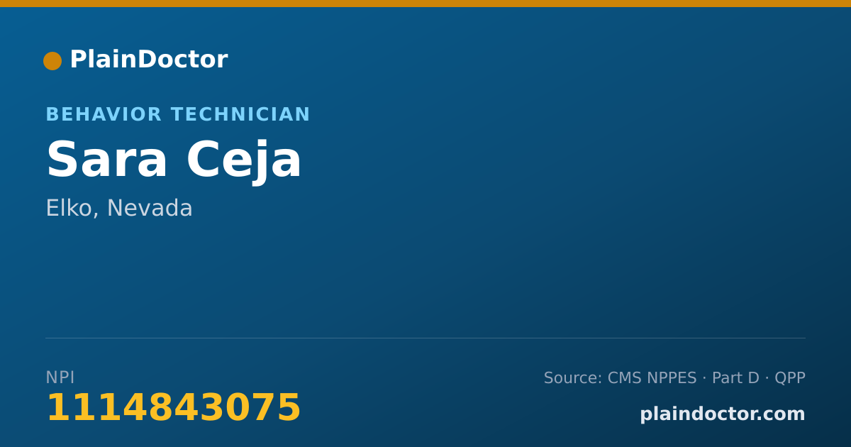 Shareable card for Sara Ceja - Behavior Technician, Elko, NV