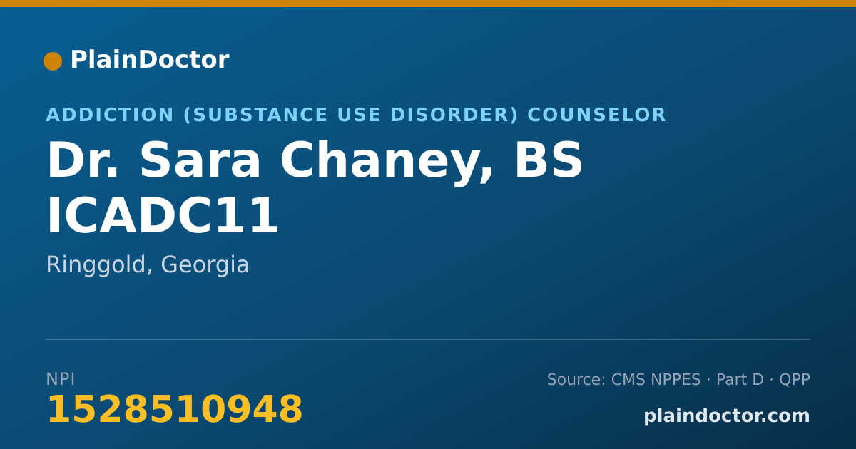 Shareable card for Sara Chaney, BS ICADC11 - Addiction (Substance Use Disorder) Counselor, Ringgold, GA