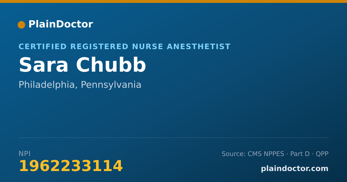 Shareable card for Sara Chubb - Critical Care Medicine Registered Nurse, Philadelphia, PA