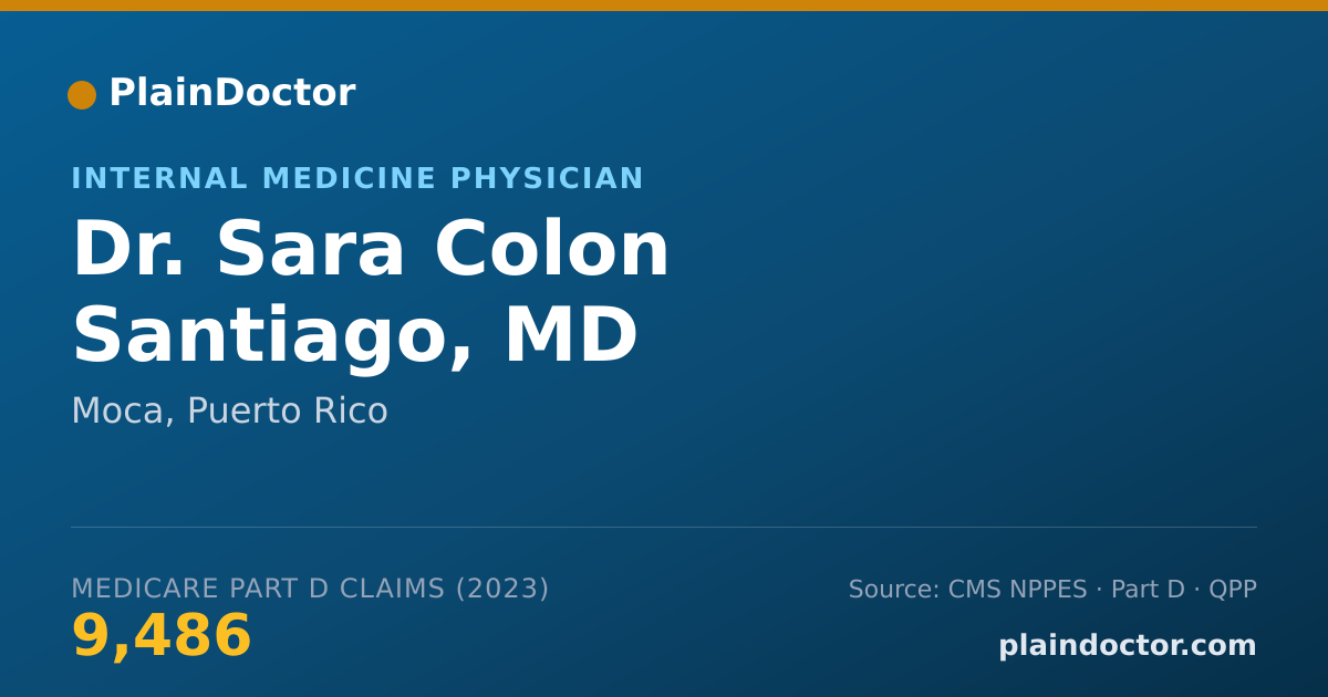 Shareable card for Sara Colon Santiago, MD - Internal Medicine Physician, Moca, PR