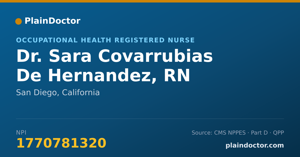 Shareable card for Sara Covarrubias De Hernandez, RN - Occupational Health Registered Nurse, San Diego, CA