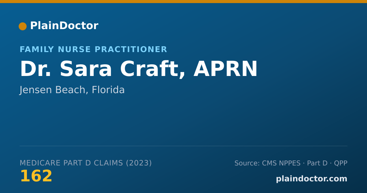 Shareable card for Sara Craft, APRN - Family Nurse Practitioner, Jensen Beach, FL