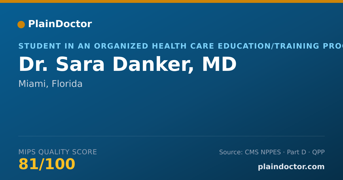 Shareable card for Sara Danker, MD - Student in an Organized Health Care Education/Training Program, Miami, FL