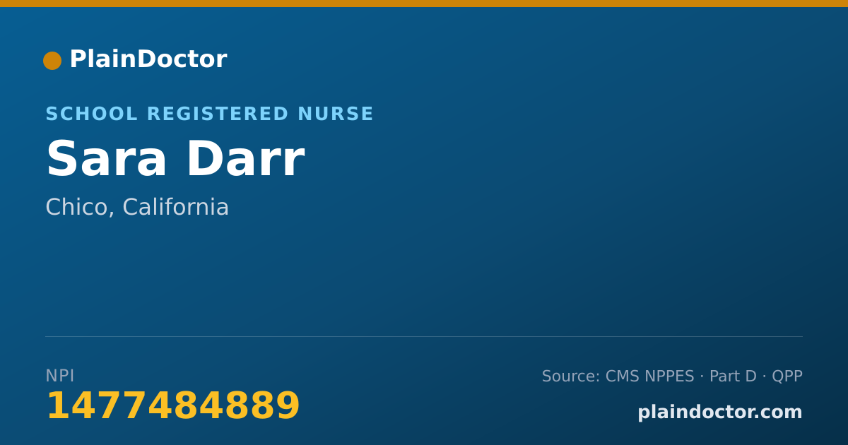 Shareable card for Sara Darr - School Registered Nurse, Chico, CA