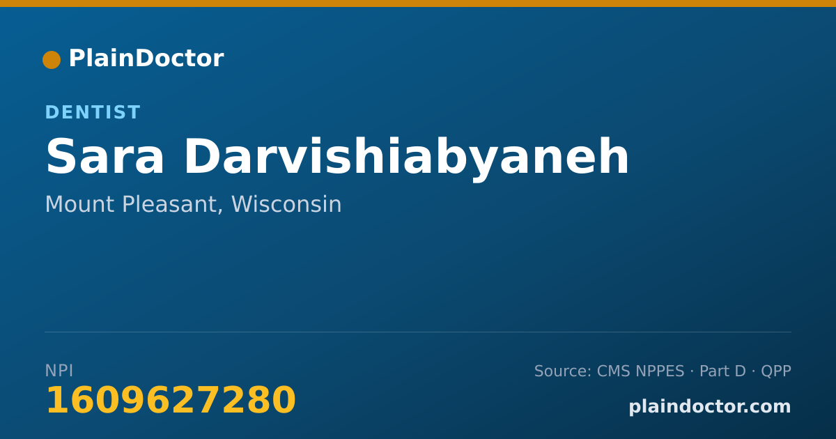 Shareable card for Sara Darvishiabyaneh - Dentist, Mount Pleasant, WI