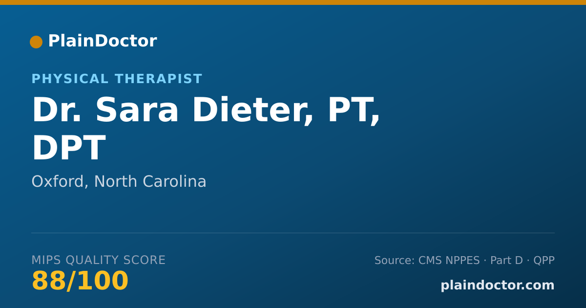 Shareable card for Sara Dieter, PT, DPT - Physical Therapist, Oxford, NC
