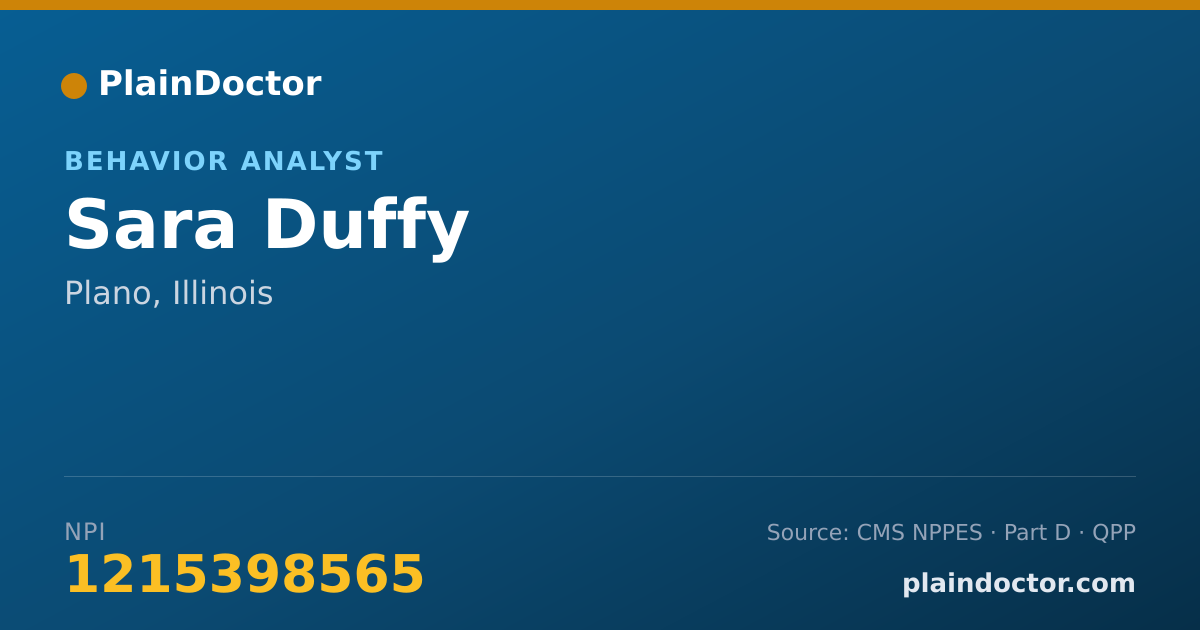 Shareable card for Sara Duffy - Behavior Analyst, Plano, IL