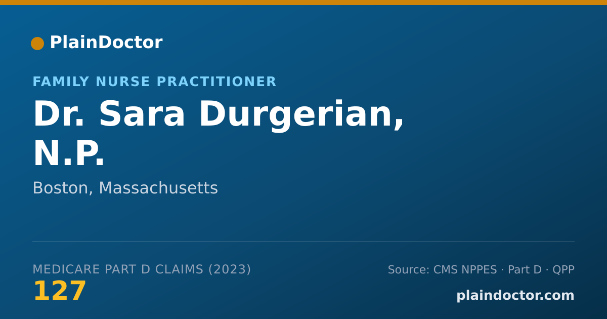 Shareable card for Sara Durgerian, N.P. - Family Nurse Practitioner, Boston, MA
