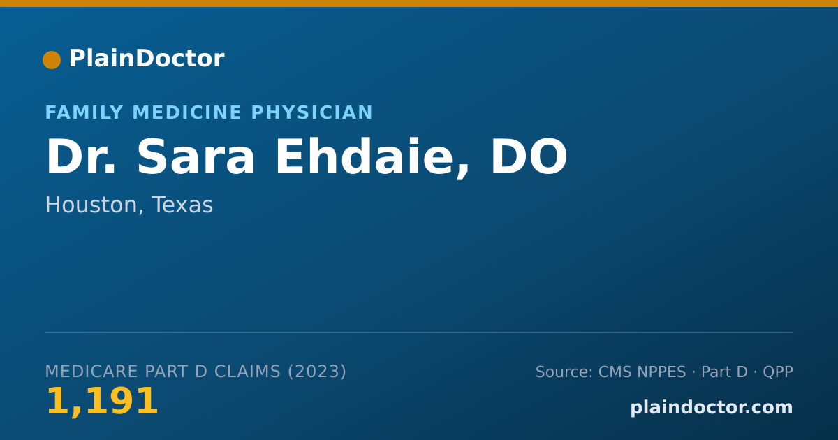 Shareable card for Sara Ehdaie, DO - Family Medicine Physician, Houston, TX