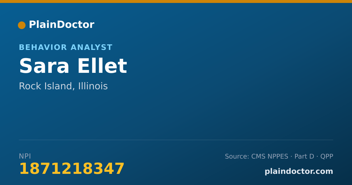 Shareable card for Sara Ellet - Behavior Analyst, Rock Island, IL
