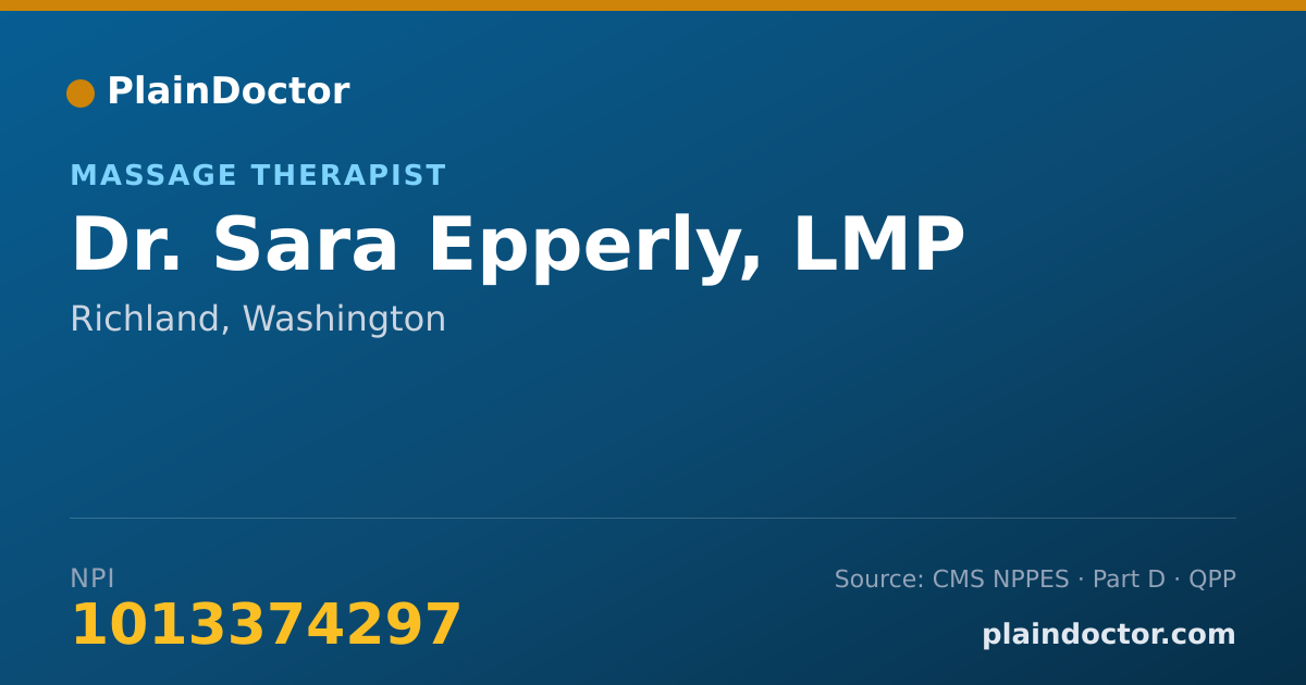 Shareable card for Sara Epperly, LMP - Massage Therapist, Richland, WA