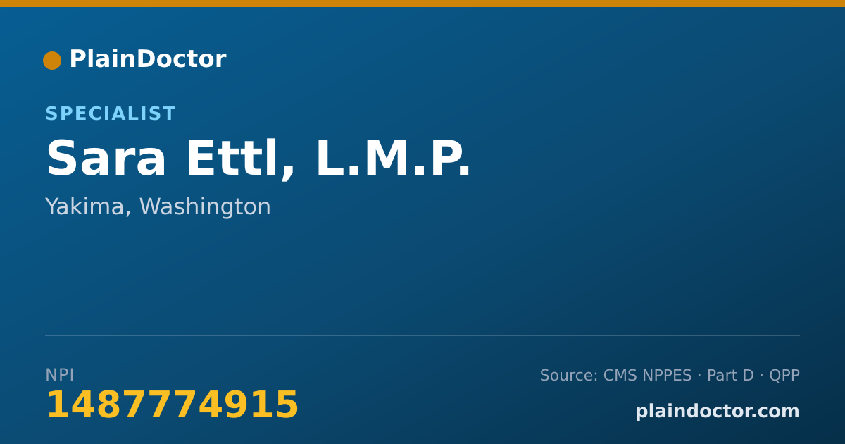 Shareable card for Sara Ettl, L.M.P. - Specialist, Yakima, WA