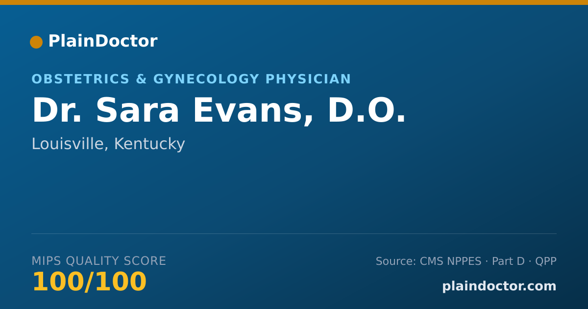 Shareable card for Sara Evans, D.O. - Obstetrics & Gynecology Physician, Louisville, KY