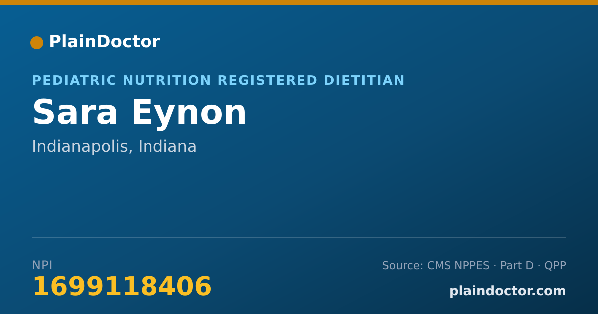 Shareable card for Sara Eynon - Pediatric Nutrition Registered Dietitian, Indianapolis, IN