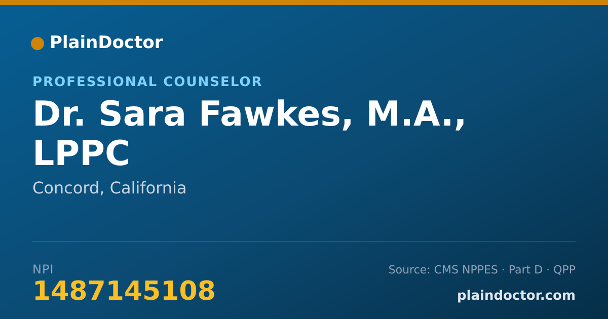 Shareable card for Sara Fawkes, M.A., LPPC - Professional Counselor, Concord, CA