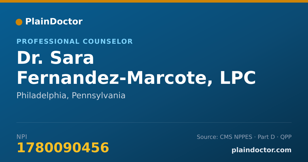 Shareable card for Sara Fernandez-Marcote, LPC - Professional Counselor, Philadelphia, PA
