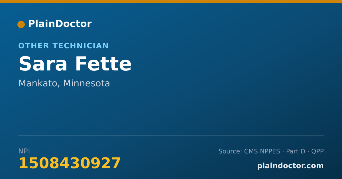 Shareable card for Sara Fette - Other Technician, Mankato, MN