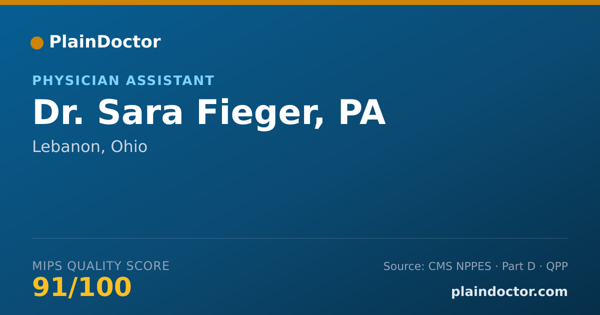 Shareable card for Sara Fieger, PA - Physician Assistant, Lebanon, OH