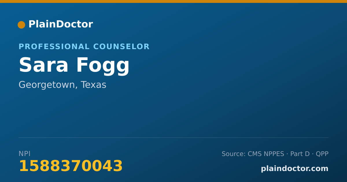 Shareable card for Sara Fogg - Professional Counselor, Georgetown, TX