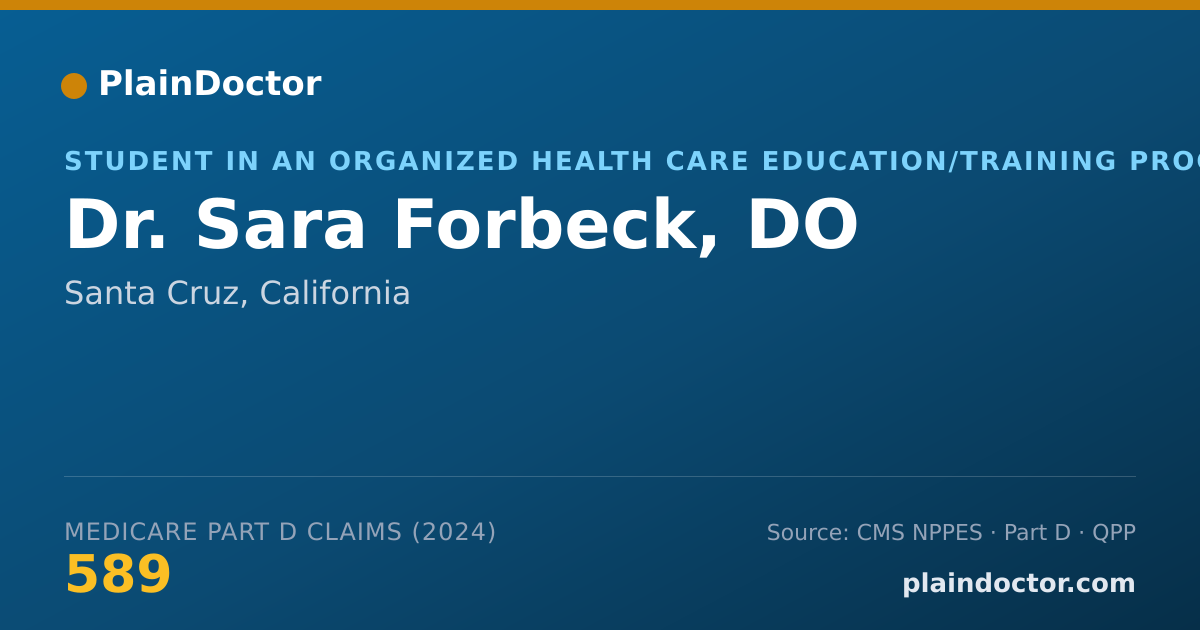 Shareable card for Sara Forbeck, DO - Student in an Organized Health Care Education/Training Program, Santa Cruz, CA