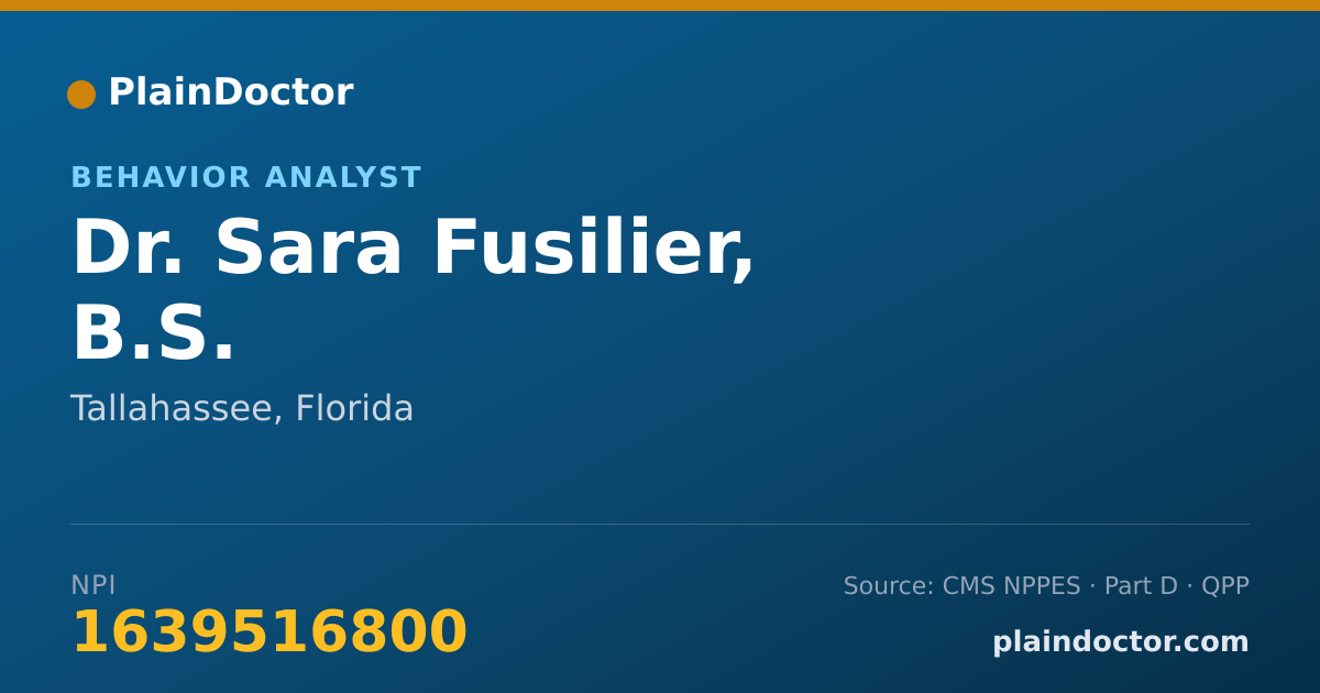 Shareable card for Sara Fusilier, B.S. - Behavior Analyst, Tallahassee, FL
