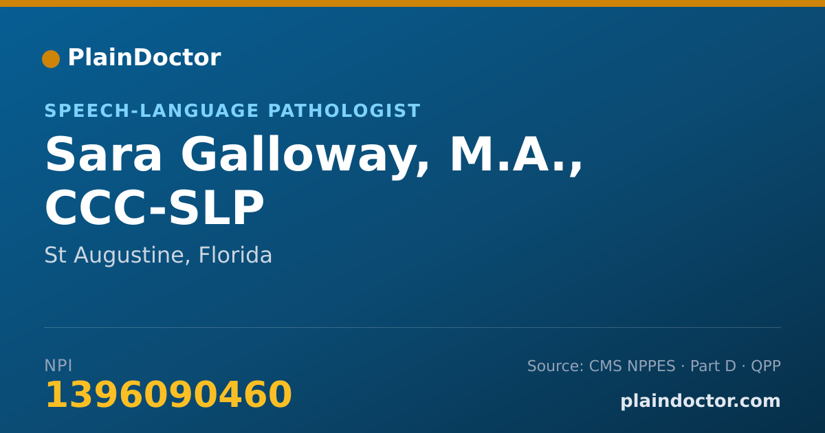 Shareable card for Sara Galloway, M.A., CCC-SLP - Speech-Language Pathologist, St Augustine, FL