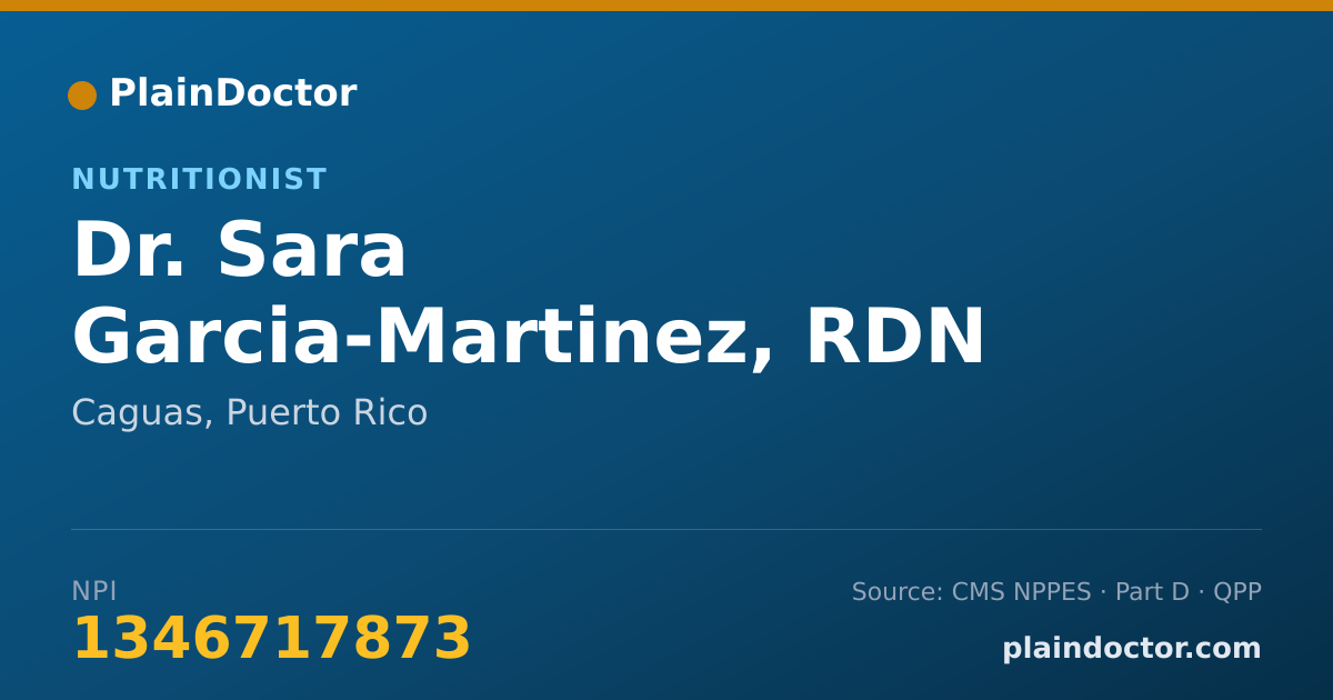Shareable card for Sara Garcia-Martinez, RDN - Nutritionist, Caguas, PR