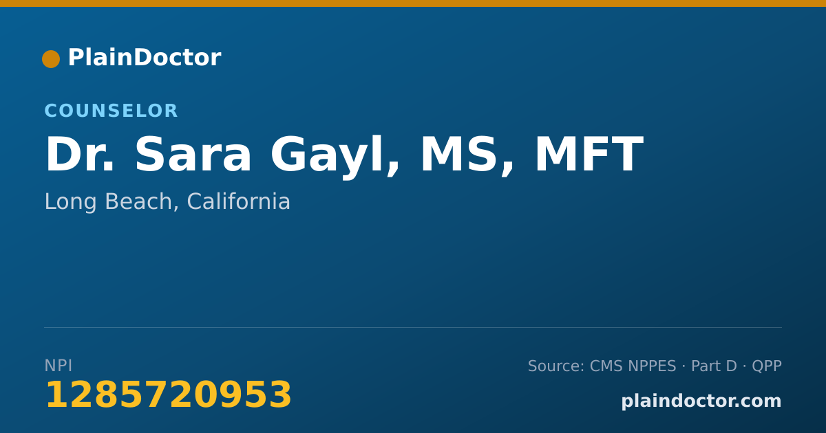Shareable card for Sara Gayl, MS, MFT - Counselor, Long Beach, CA