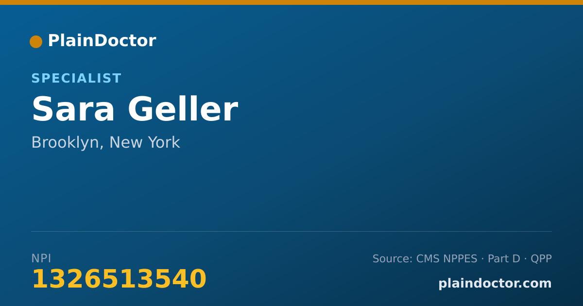 Shareable card for Sara Geller - Specialist, Brooklyn, NY