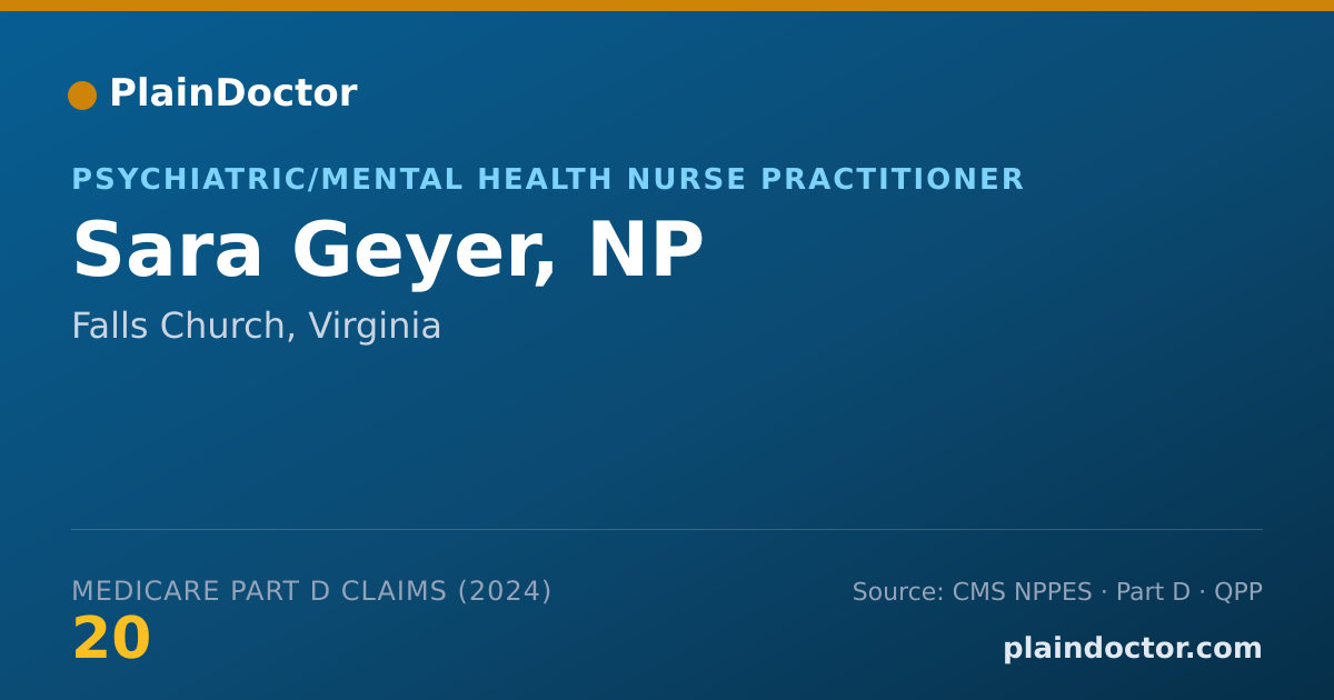 Shareable card for Sara Geyer, NP - Psychiatric/Mental Health Nurse Practitioner, Falls Church, VA