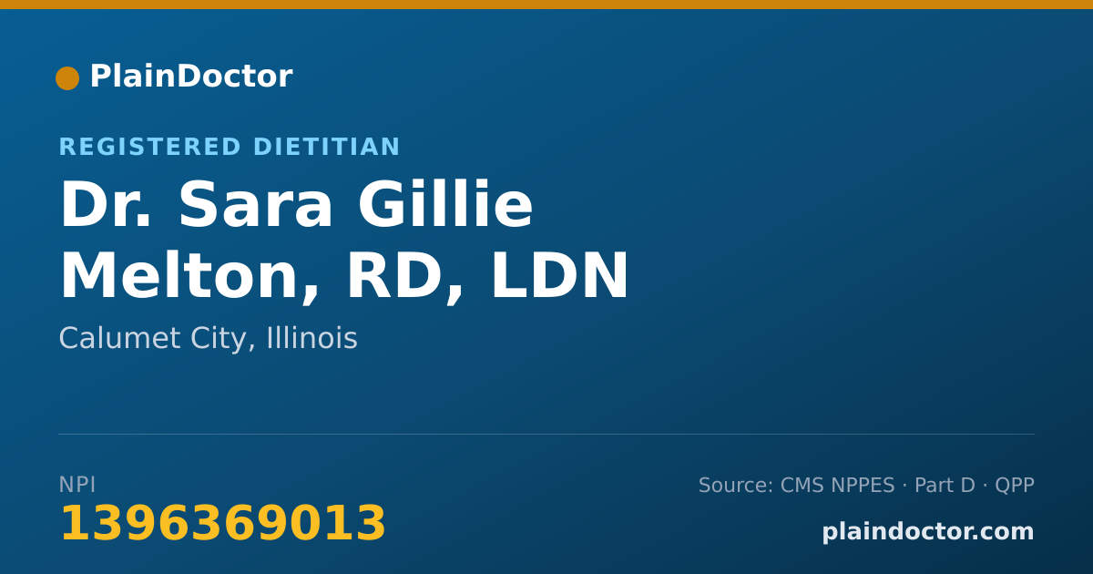 Shareable card for Sara Gillie Melton, RD, LDN - Registered Dietitian, Calumet City, IL