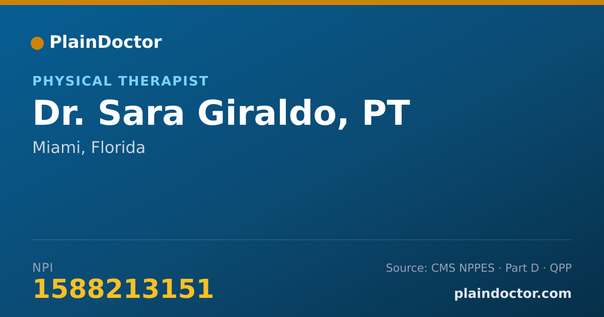Shareable card for Sara Giraldo, PT - Physical Therapist, Miami, FL