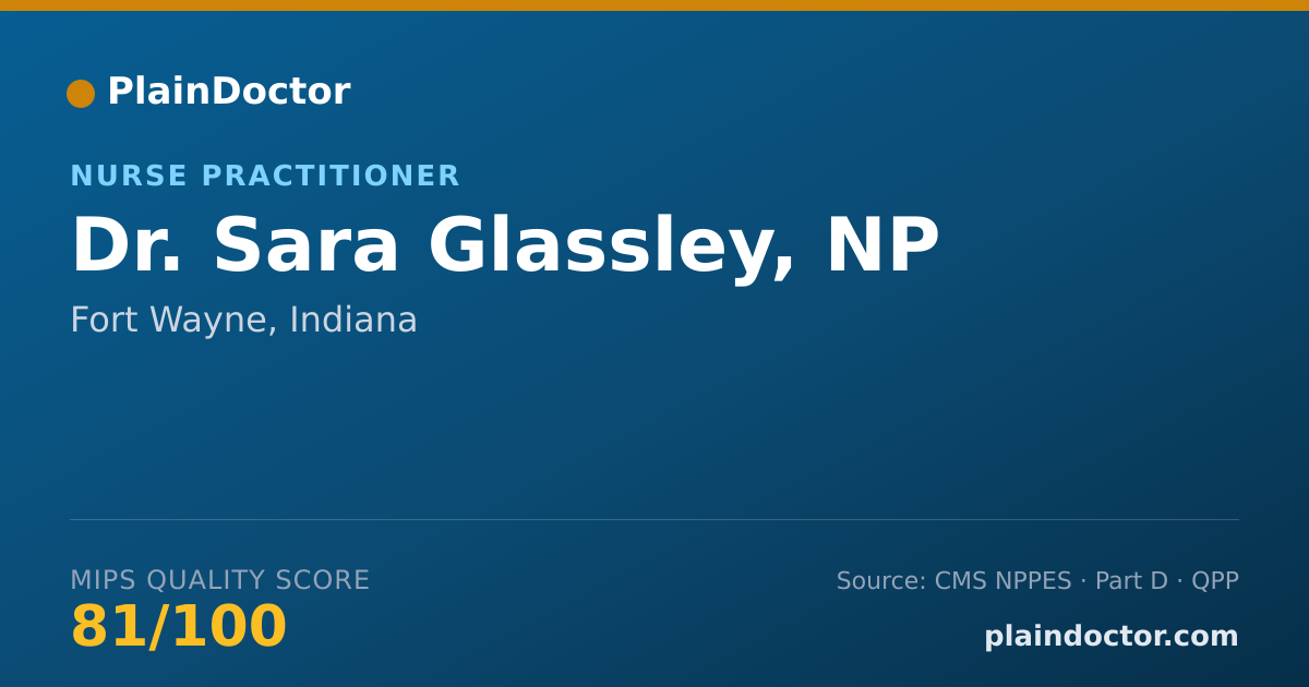 Shareable card for Sara Glassley, NP - Nurse Practitioner, Fort Wayne, IN