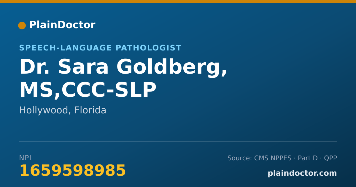 Shareable card for Sara Goldberg, MS,CCC-SLP - Speech-Language Pathologist, Hollywood, FL