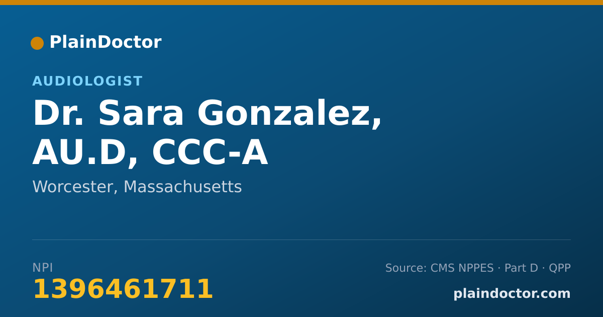 Shareable card for Sara Gonzalez, AU.D, CCC-A - Audiologist, Worcester, MA