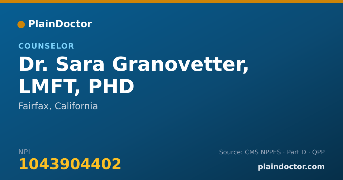 Shareable card for Sara Granovetter, LMFT, PHD - Counselor, Fairfax, CA